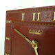 Table clock, pendulum, Bayard in leather covered brown and brass