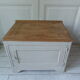 Storage furniture, bedside, pearl grey patinated sofa end, oak tray.