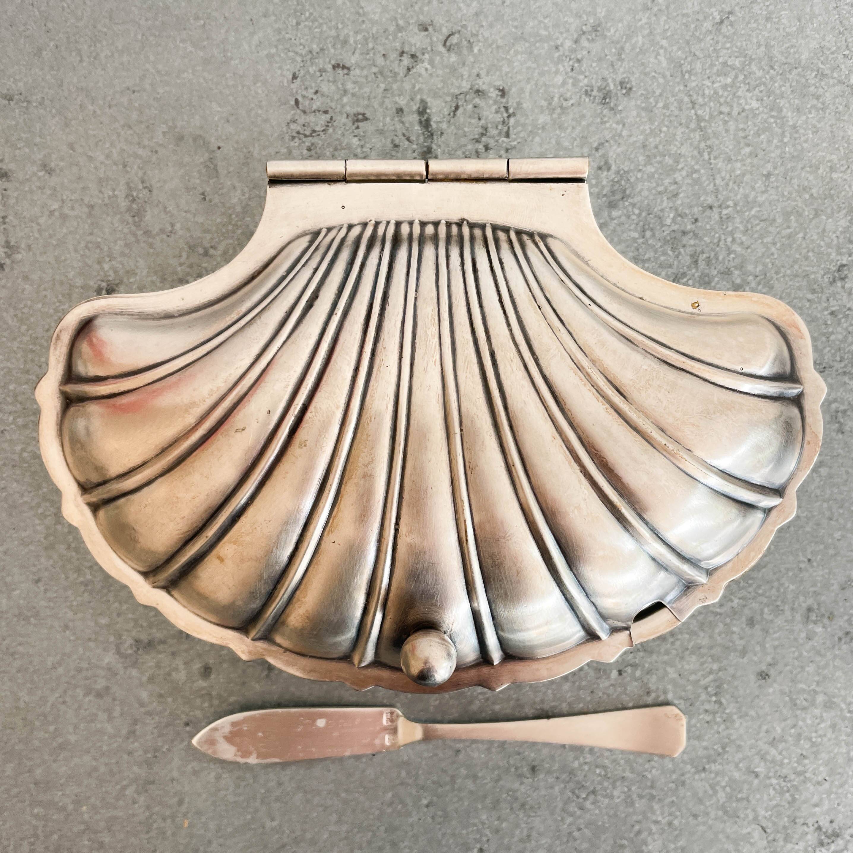 70s chrome metal shell butter dish