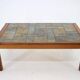 1970s Danish Modern Coffee Table in Solid Teak with Inset Slate Tile Top