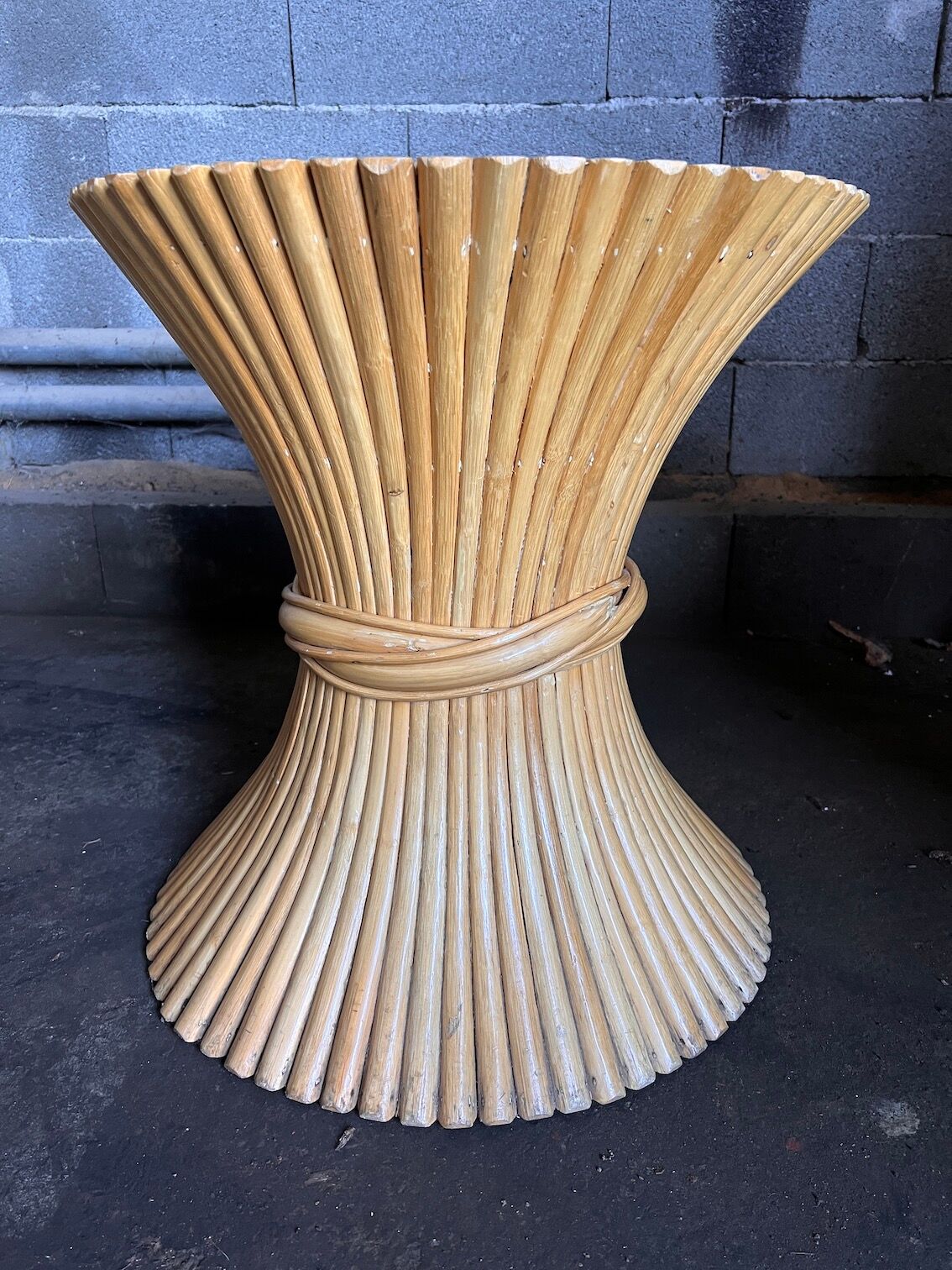 Round coffee table sheaf of rattan wheat by John McGuire