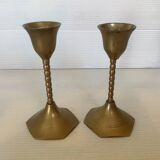 Pair of small brass candlesticks