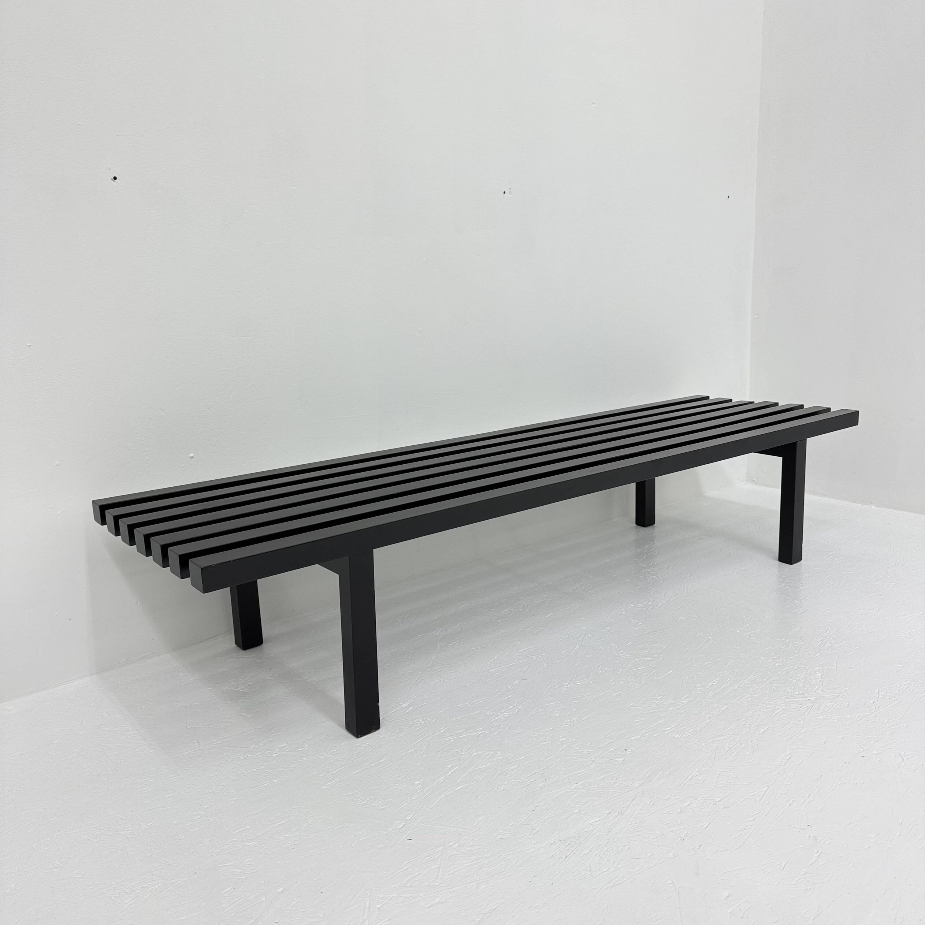 Mid-century slatted wooden bench Martin Visser style , 1970’s