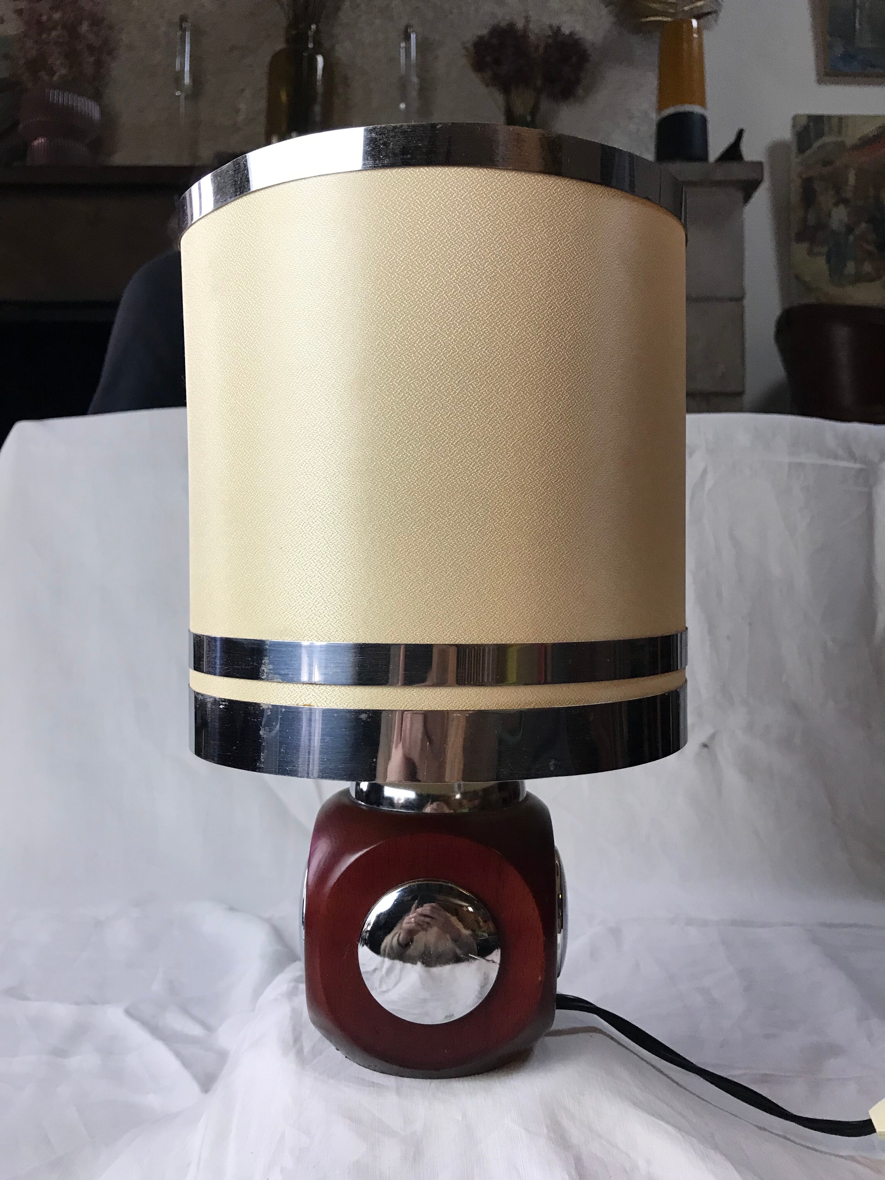 70' lamp in wood and chrome