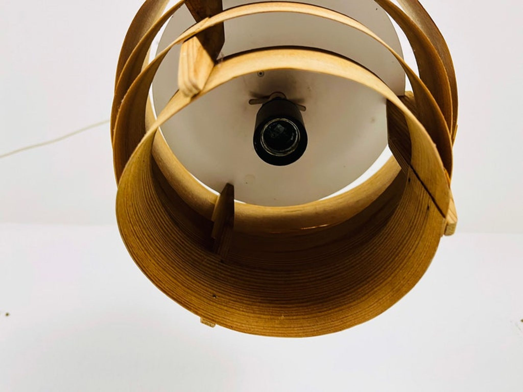 Wooden pendant lamp by Hans-Agne Jakobsson, Sweden, 1960s