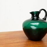 Green glass pitcher German Art Deco by Prof. Bruno Mauder for Zwiesel Theresienthal, 1930s
