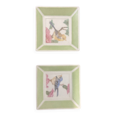Pair of handcrafted ceramic pocket trays Birds & f