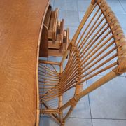 Rattan and bamboo desk with chair - Audoux Minet style from the 1970s.