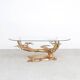 Willy Daro brass Bonsai and glass coffee table, 1970s
