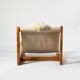 Brutalist sling lounge chair in Canvas, Pine and sheepskin, Belgium, 1970s