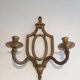 Golden Wrought Iron Wall Light with Oval Shield and Two Arms. French Work.