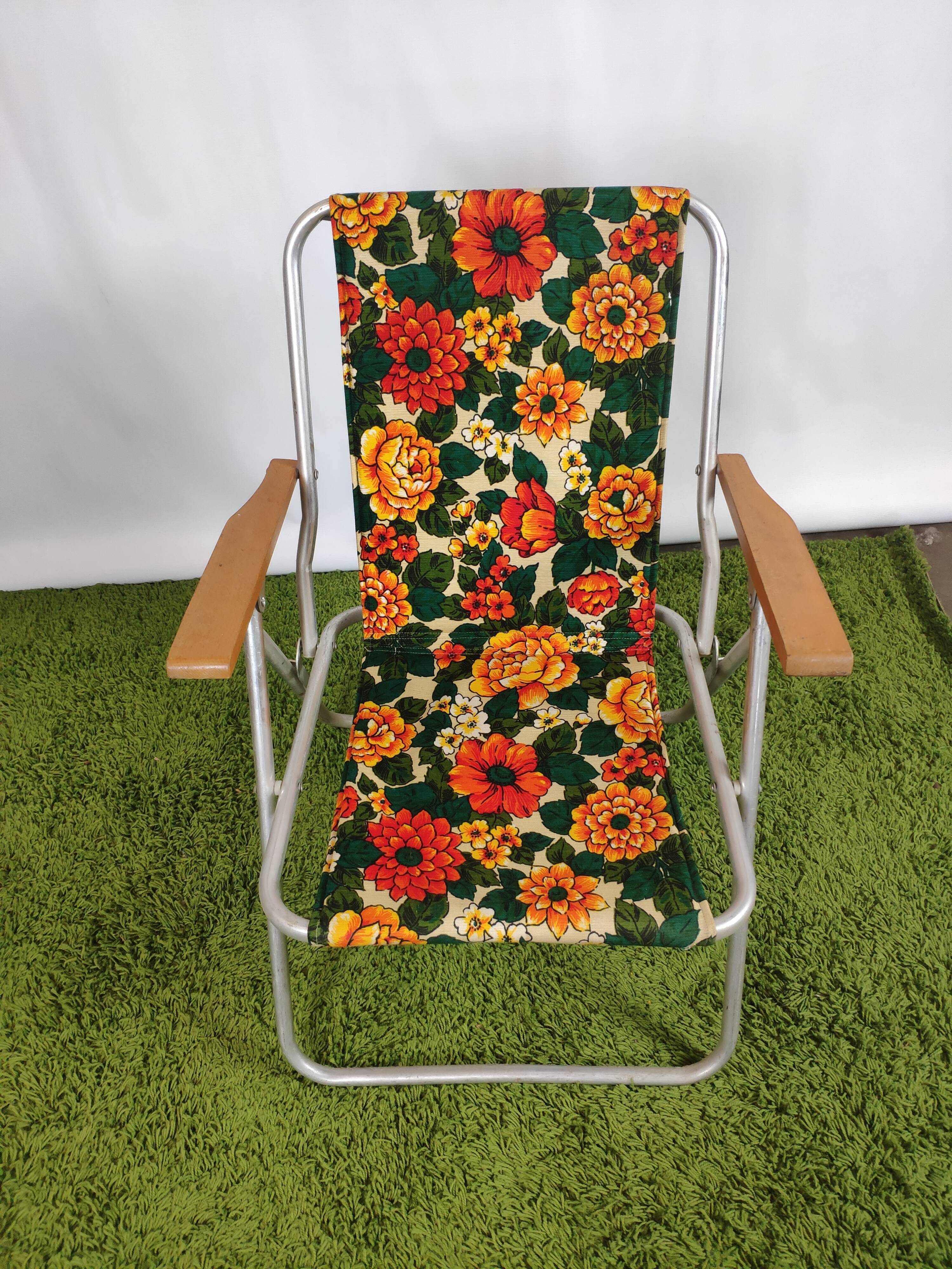 Foldable chair camping vintage floral décor Pouch DDR