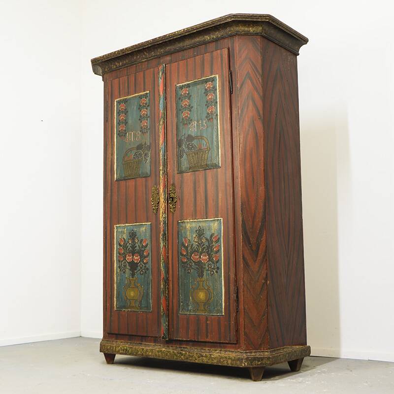 Painted Folk Art Bridal Cupboard