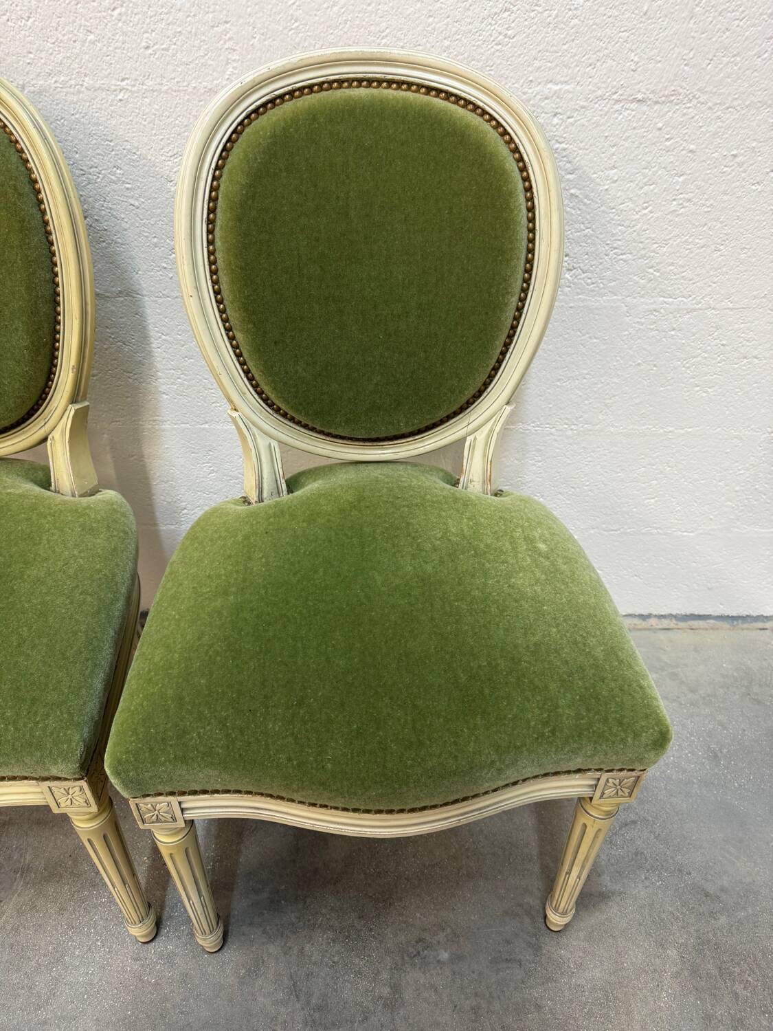 4 studded Louis XVI medallion chairs