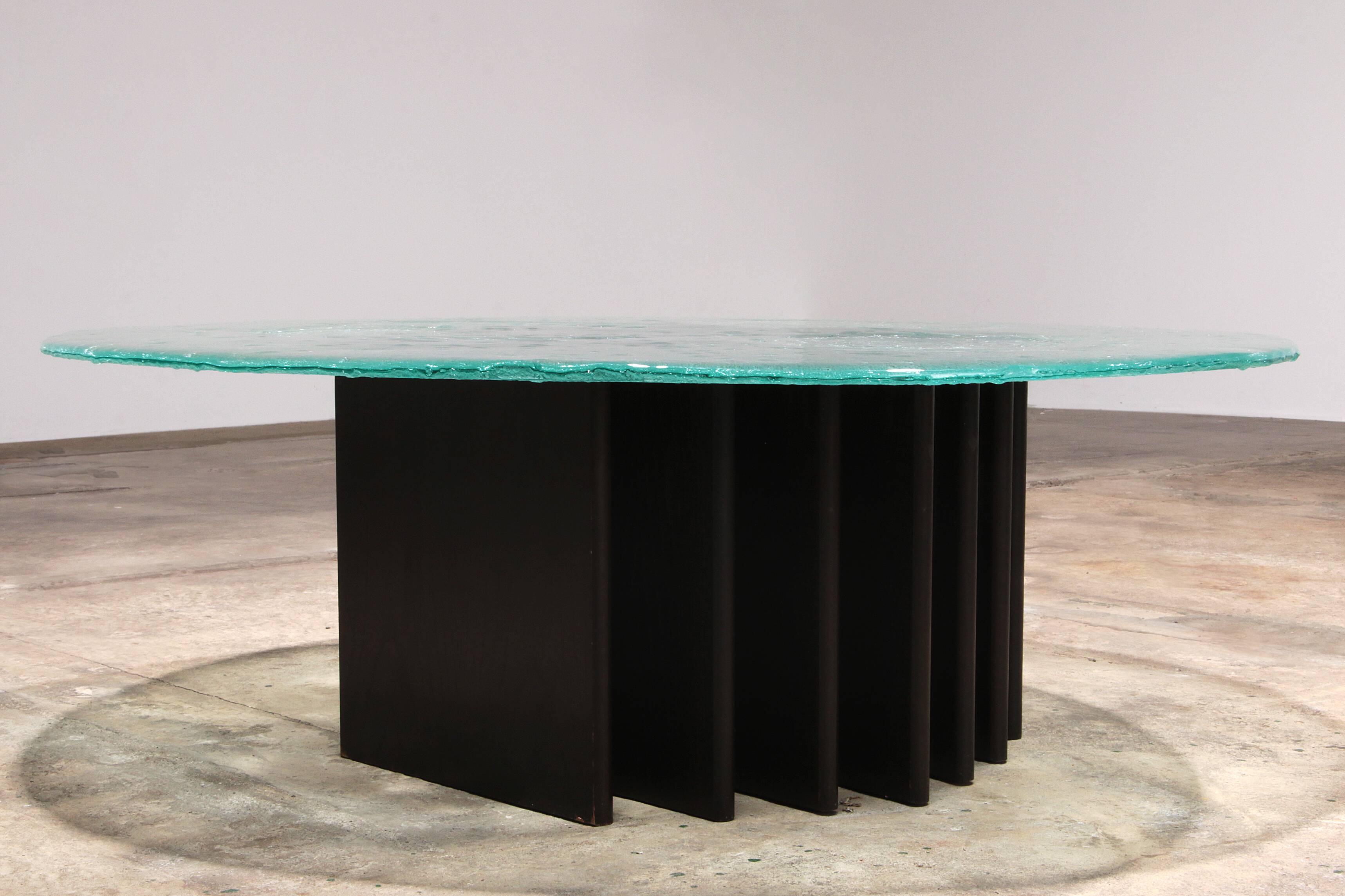 Sculptural glass coffee table by Heinz Lilienthal 1970, Germany