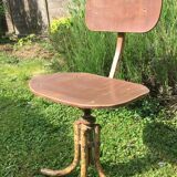 stool, swivel seat metal and wood