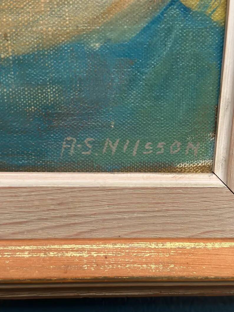 Huile sur panneau d'origine suédoise – "Portrait" par A.-S. Nilsson – Signé – Vintage et encadré – 44 × 32 cm (17,3" × 12,6")