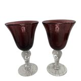 Set of 2 Large Glasses H 20.5 cm - Biot Style - Blown Glass