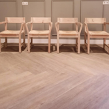 Set of 4 pine chairs with Tage Poulsen paper rope seat for Gramrode 1970