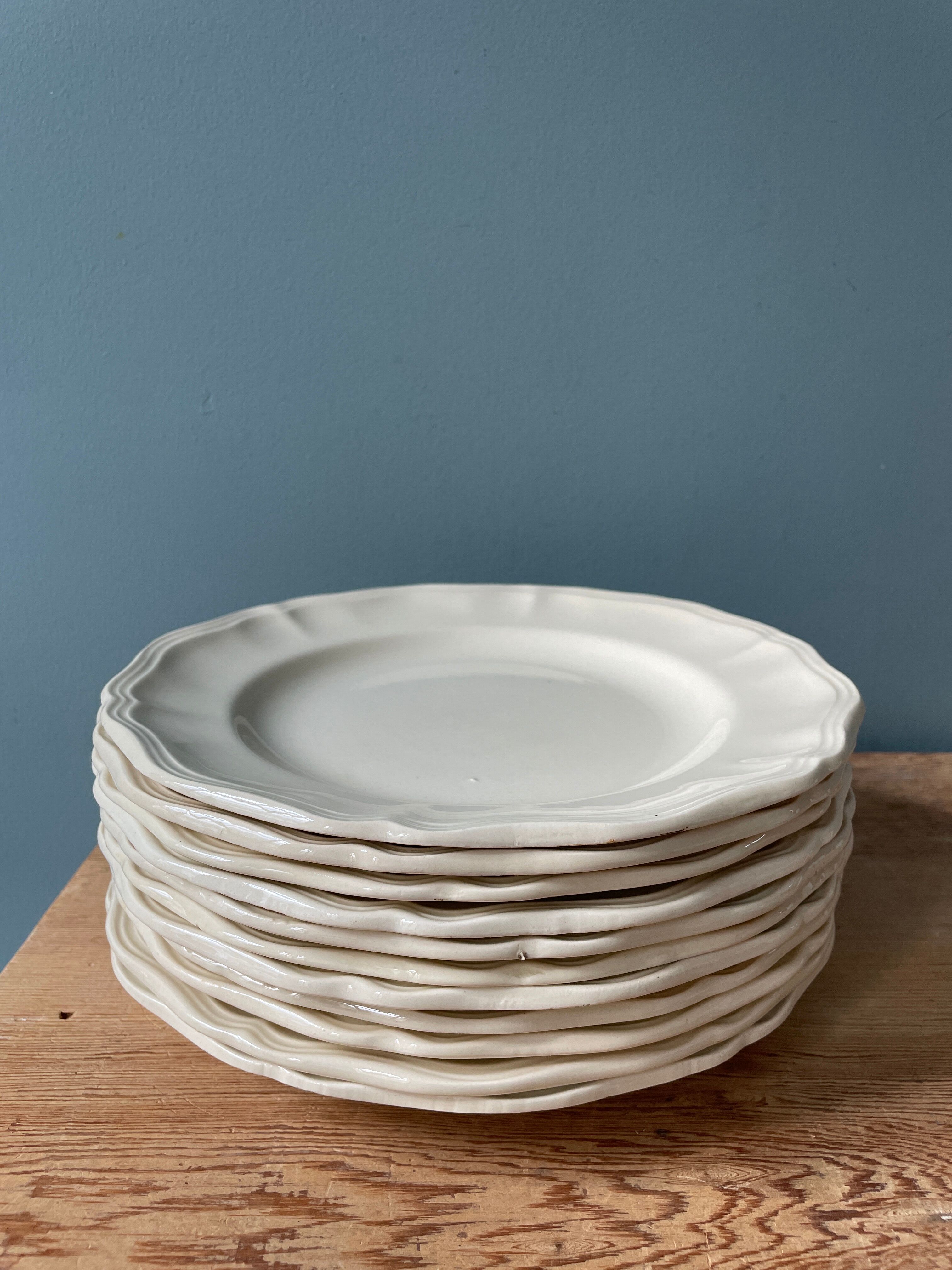 Set of 11 flat earthenware plates from Sarreguemines France