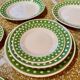Set of 12 antique polka dot plates for 4 people
