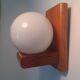 Pair of sconces in solid pine and white opaline