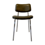 Chrome aluminum chair and khaki green skai