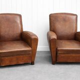 Pair of leather club armchairs – Mid-20th century