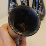 5 Vietnam vases black lacquered wood and mother-of-pearl inlays