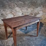 French antique table with drawer – Around 1920 – Pine top and legs.