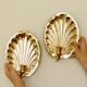 Pair of vintage brass shell scallop sconces