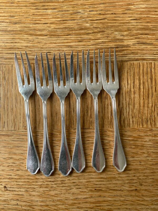 6 fourchette à gâteau en métal argenté Ravinet d’enfert