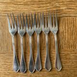 6 silver metal cake forks Ravinet d'enfert