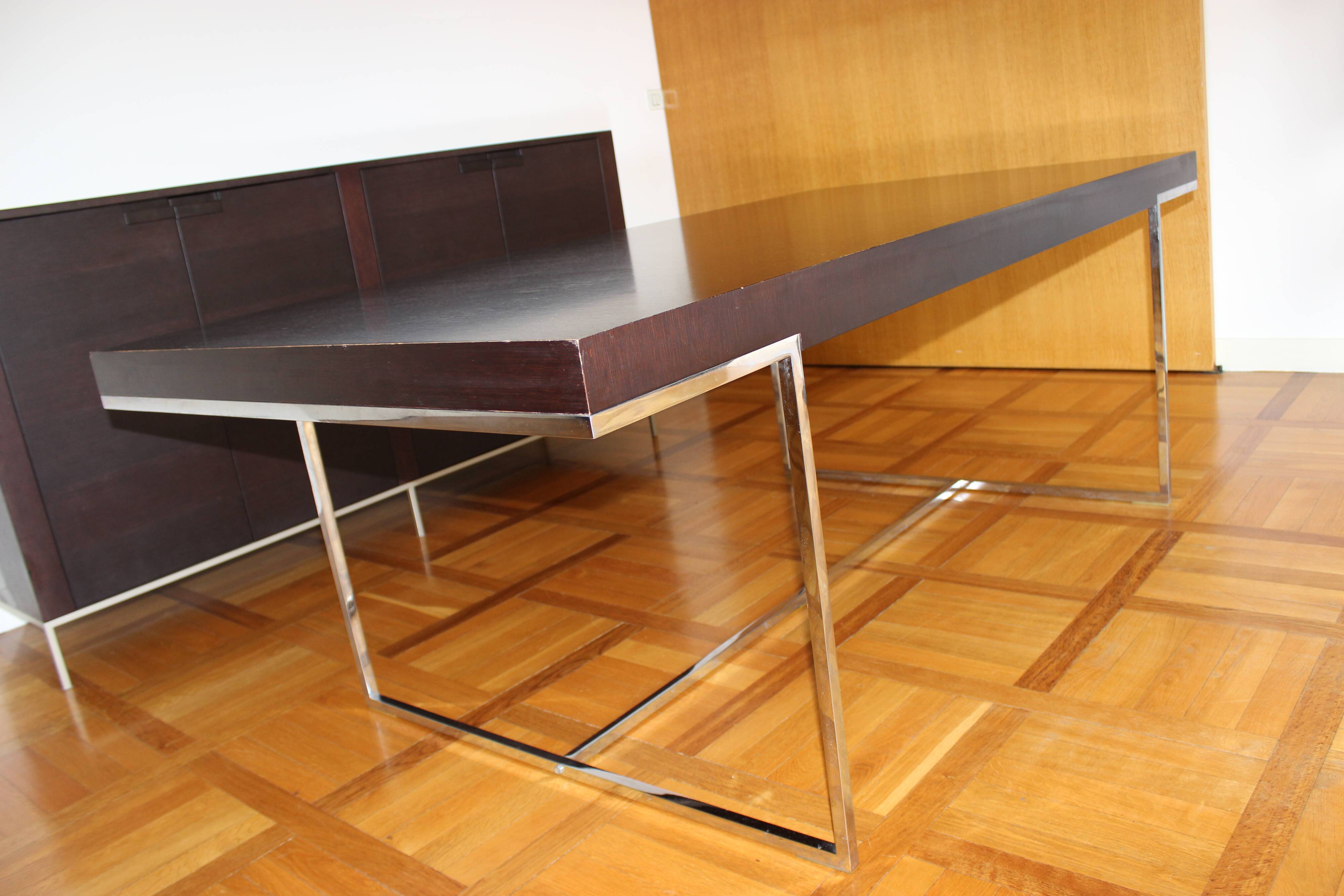 B&B Italia Maxalto - Athos table in wenge, chrome legs - design by Paola Piva.