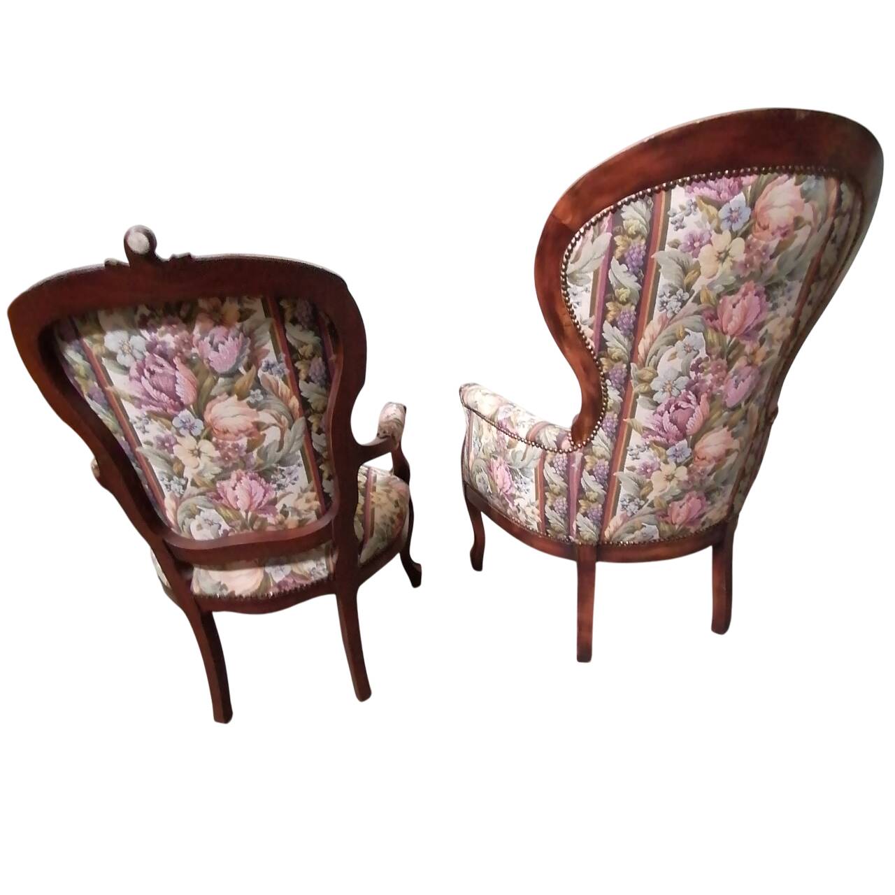 Coppia di poltrone vintage in tessuto floreale anni '50
