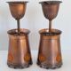 Pair of vintage 1970s brutalist suspensions in copper & orange plastic