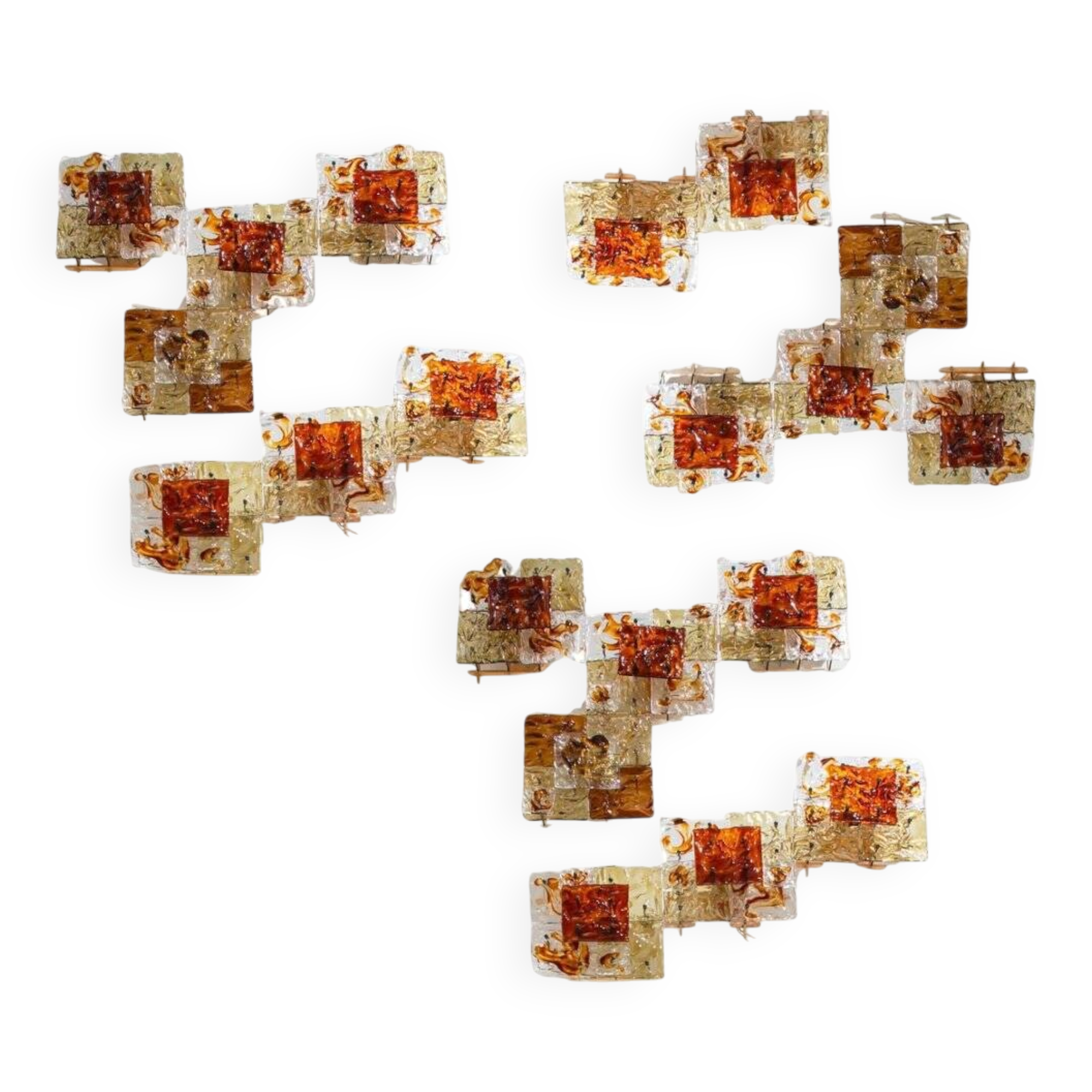 Patchwork Wall Lights in Hand Blown Glass attributed to Toni Zuccheri for Venini, 1970s, Set of 20