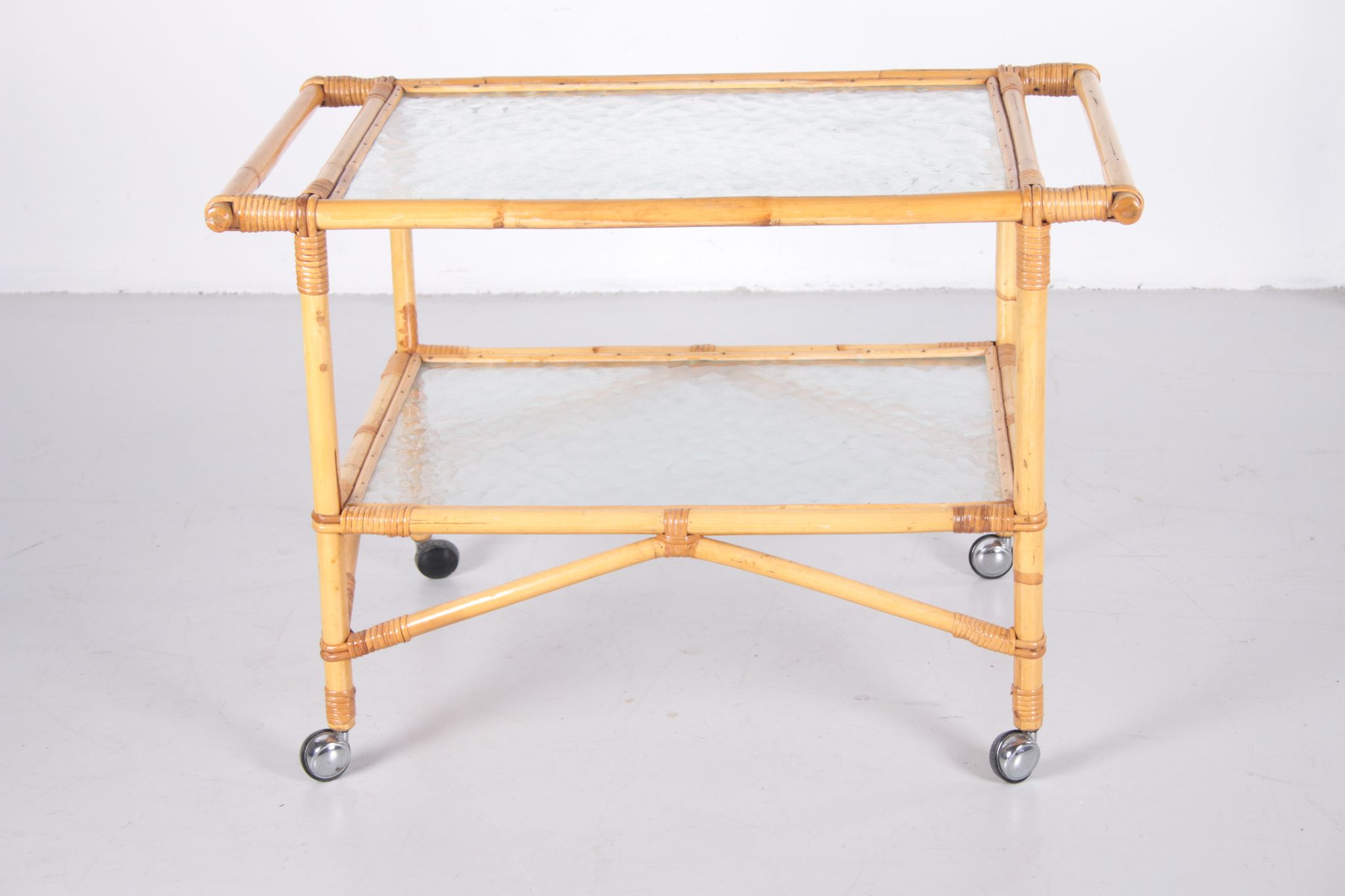 Vintage Bamboo Trolley and serving trolley 1960s