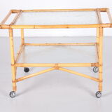 Vintage Bamboo Trolley and serving trolley 1960s