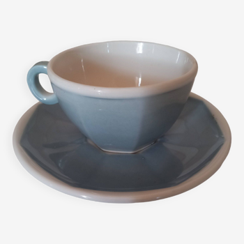 Tasse et sous-tasse bleue vintage