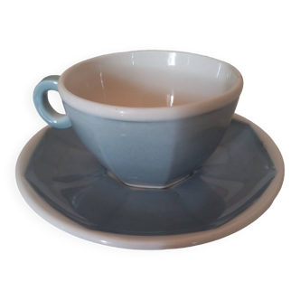 Tasse et sous-tasse bleue vintage