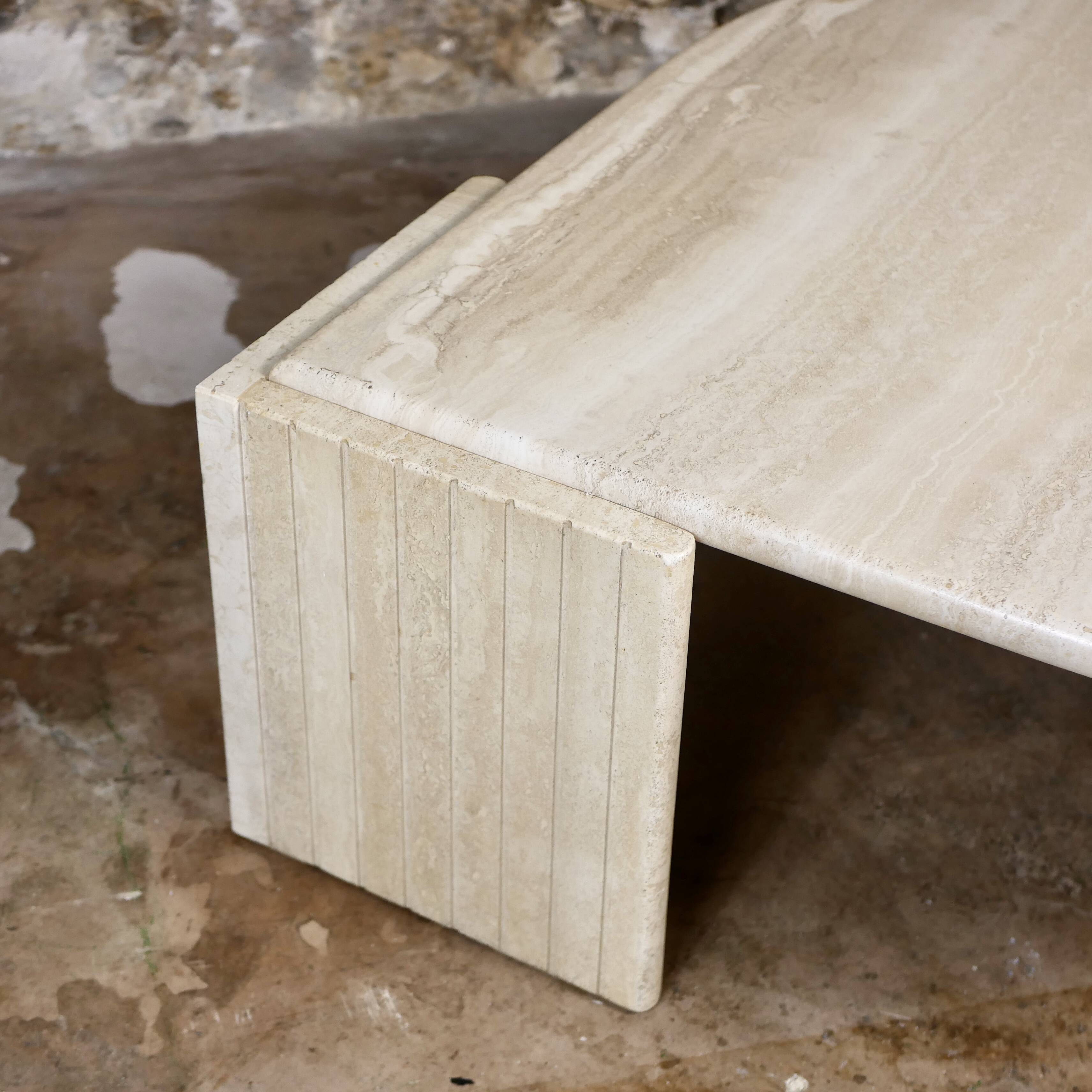 Travertine eye coffee table by Roche Bobois, 1970s