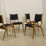 Set of 4 Scandinavian design chairs curved wood from the 60s. Ref JADOU