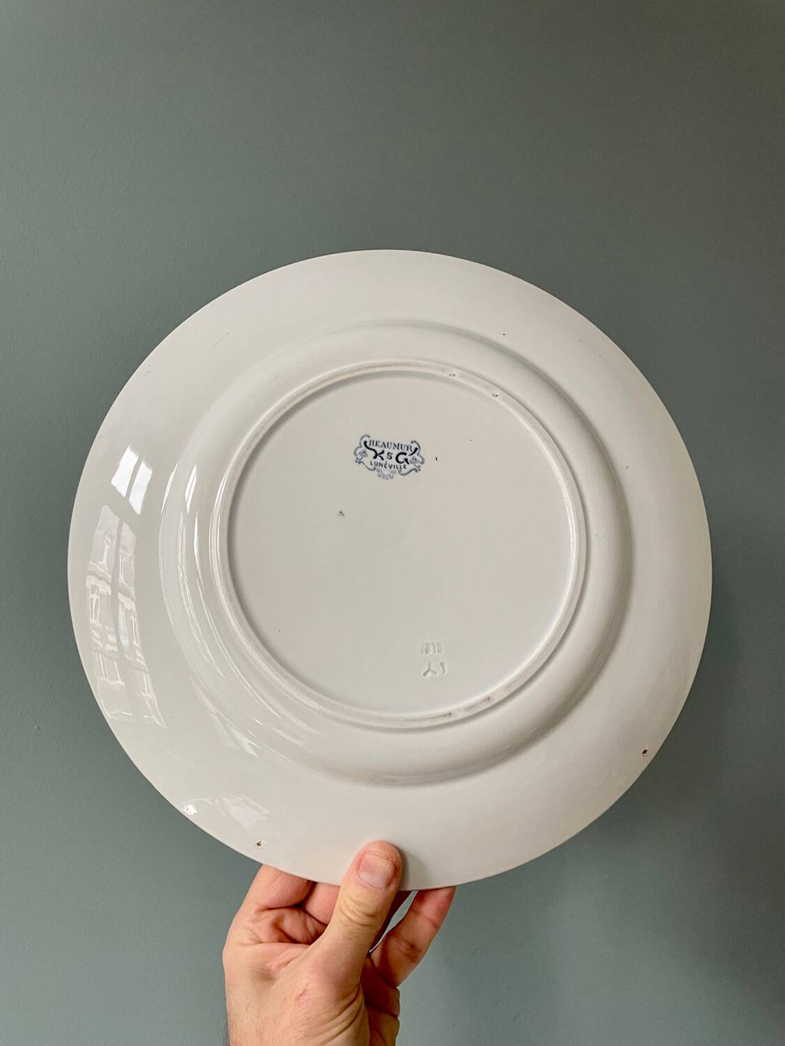Large round dish 1900 “Réaumur” earthenware from Lunéville
