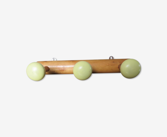 Porte manteau 3 patères jaune pâle années 50 60