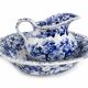 Antique jug and basin set Creil & Montereau Liseron model – earthenware