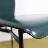 Chaise design italien Fasem S44 en cuir vert foncé