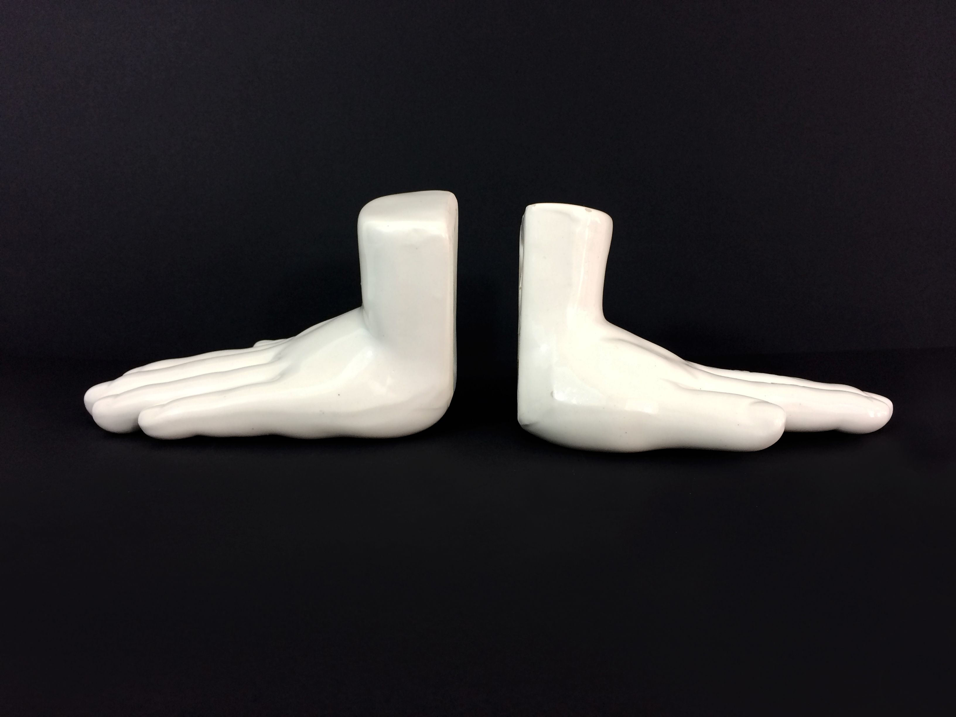 Pair of vintage bookends in white ceramic