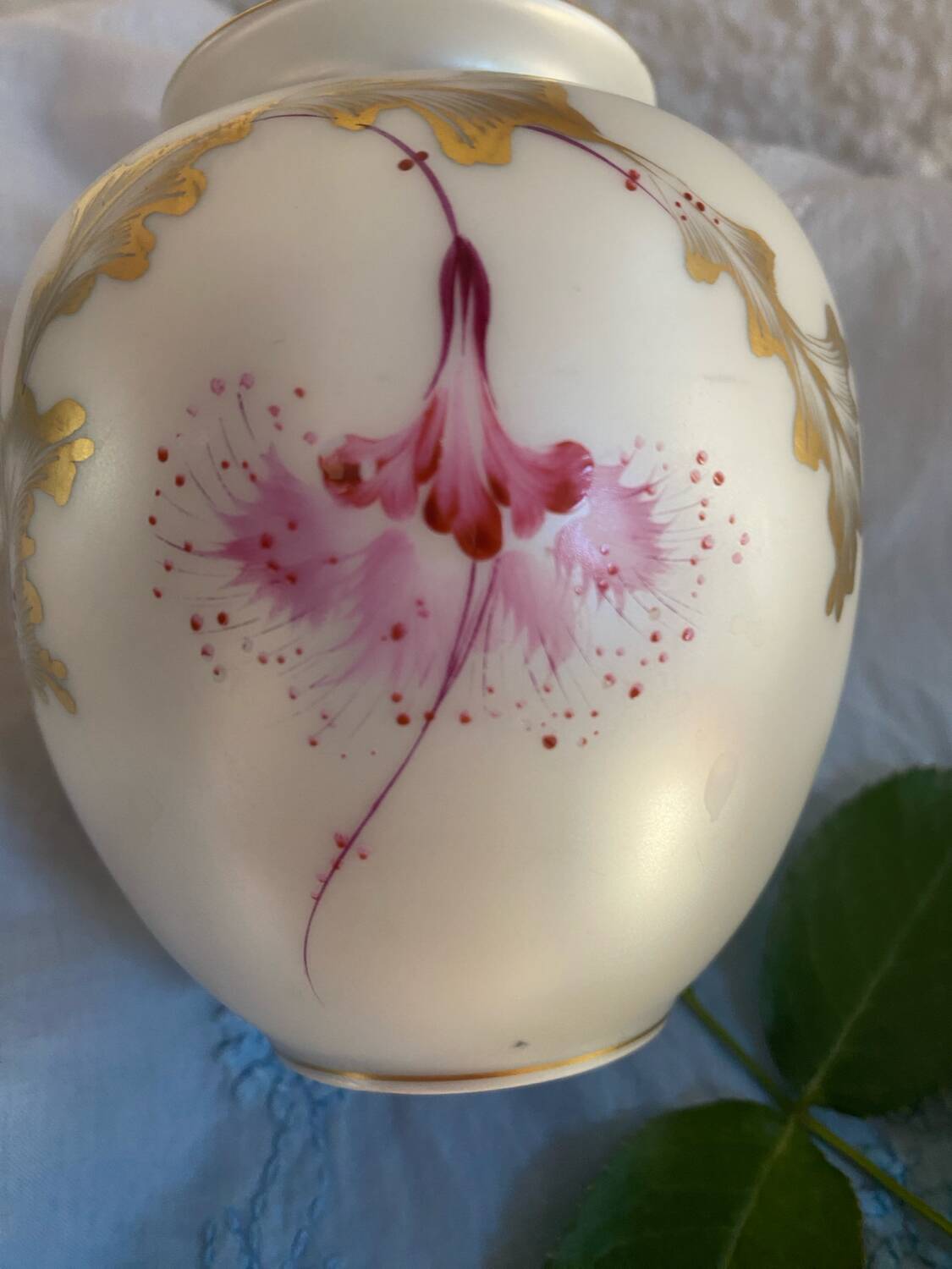 Hand-painted pearlescent porcelain vase