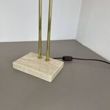 Modernist Travertine and Brass Table Light by Hillebrand Leuchten, Germany, 1980